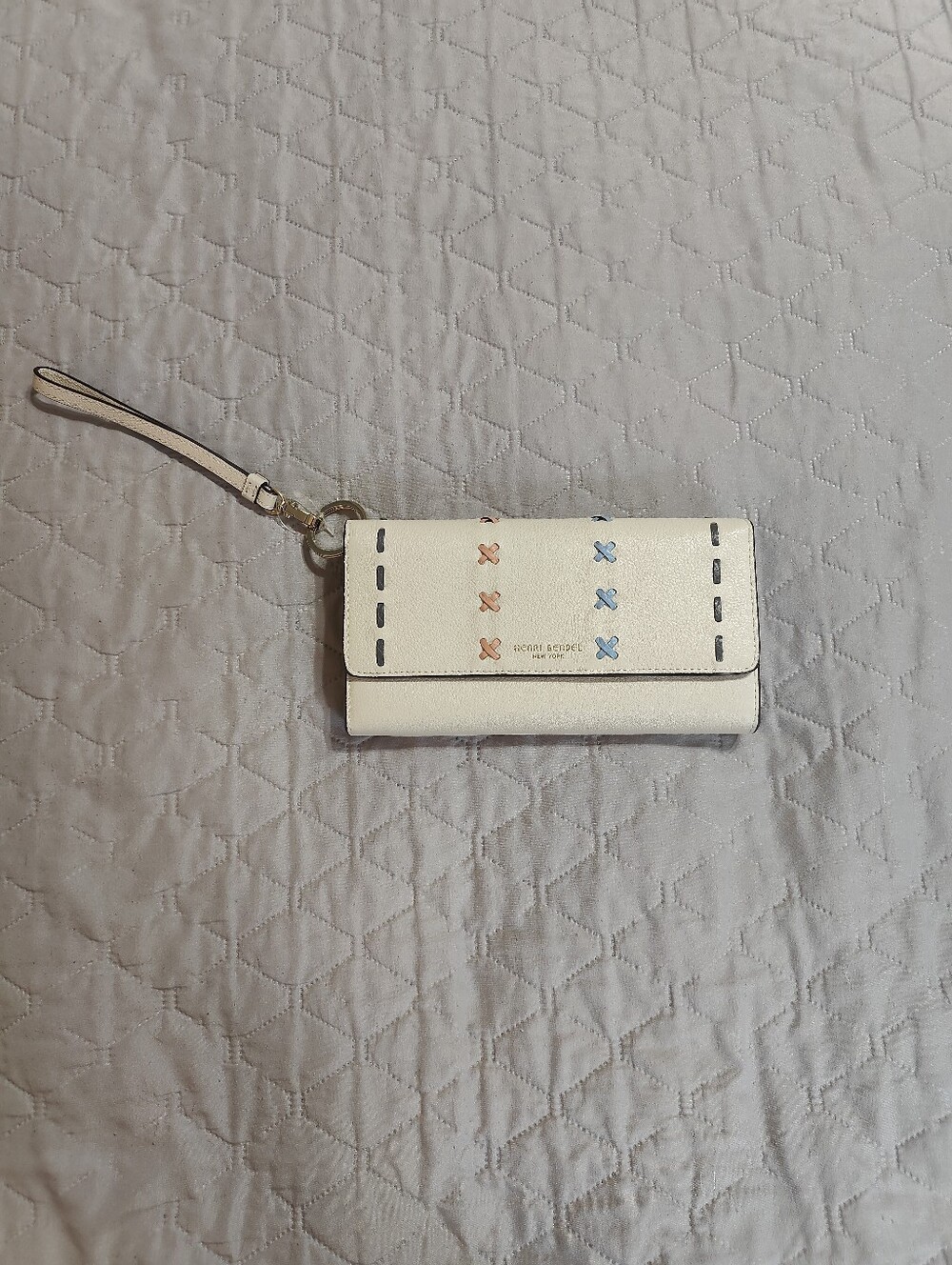 Henri Bendel Cream Embroidered Wristlet Clutch - Picture 2 of 10